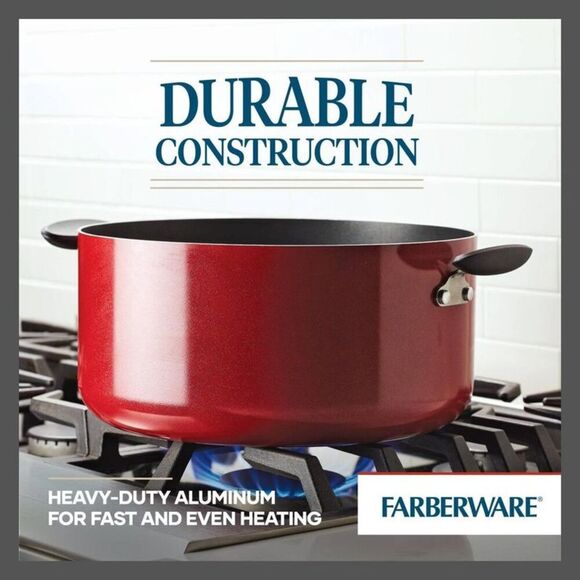 Farberware -  Stockpot Cookware Set 10QT Red Wide Sto Red - Picture 4 of 6